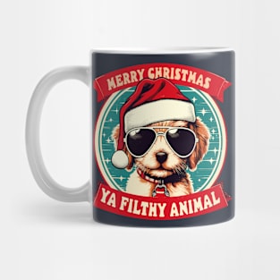 Merry Christmas Ya Filthy Animal: Retro Dog Design Mug